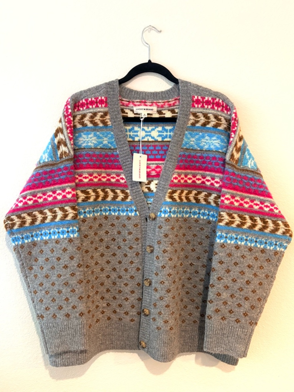 Lucky Brand•Fair Isle Cardigan XL Cozy Nordic Alpine Grandpa Core  Sweater